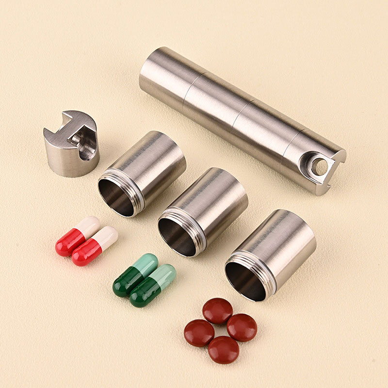 Outdoor Waterproof Pill Case Key Chain Capsule Seal Container Survival Box EDC