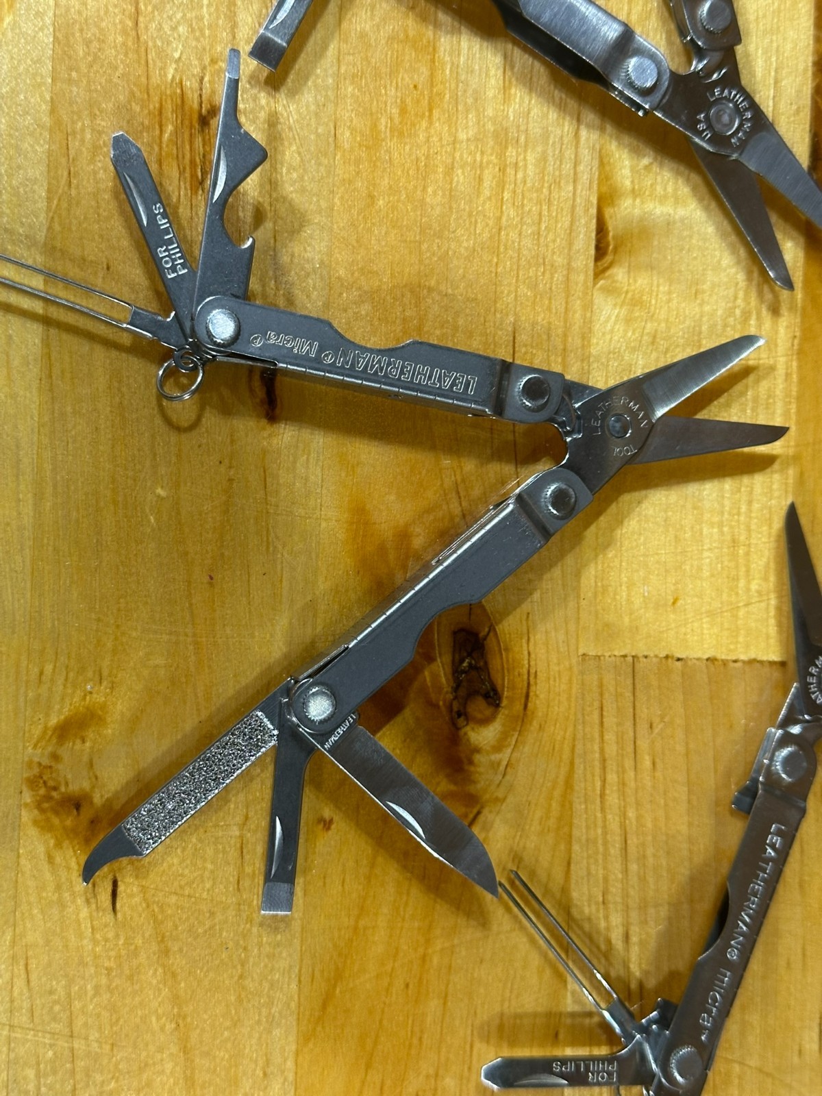 Leatherman Micra Multi-Tool Knife Scissors Key Ring! Silver! LOT OF 5!