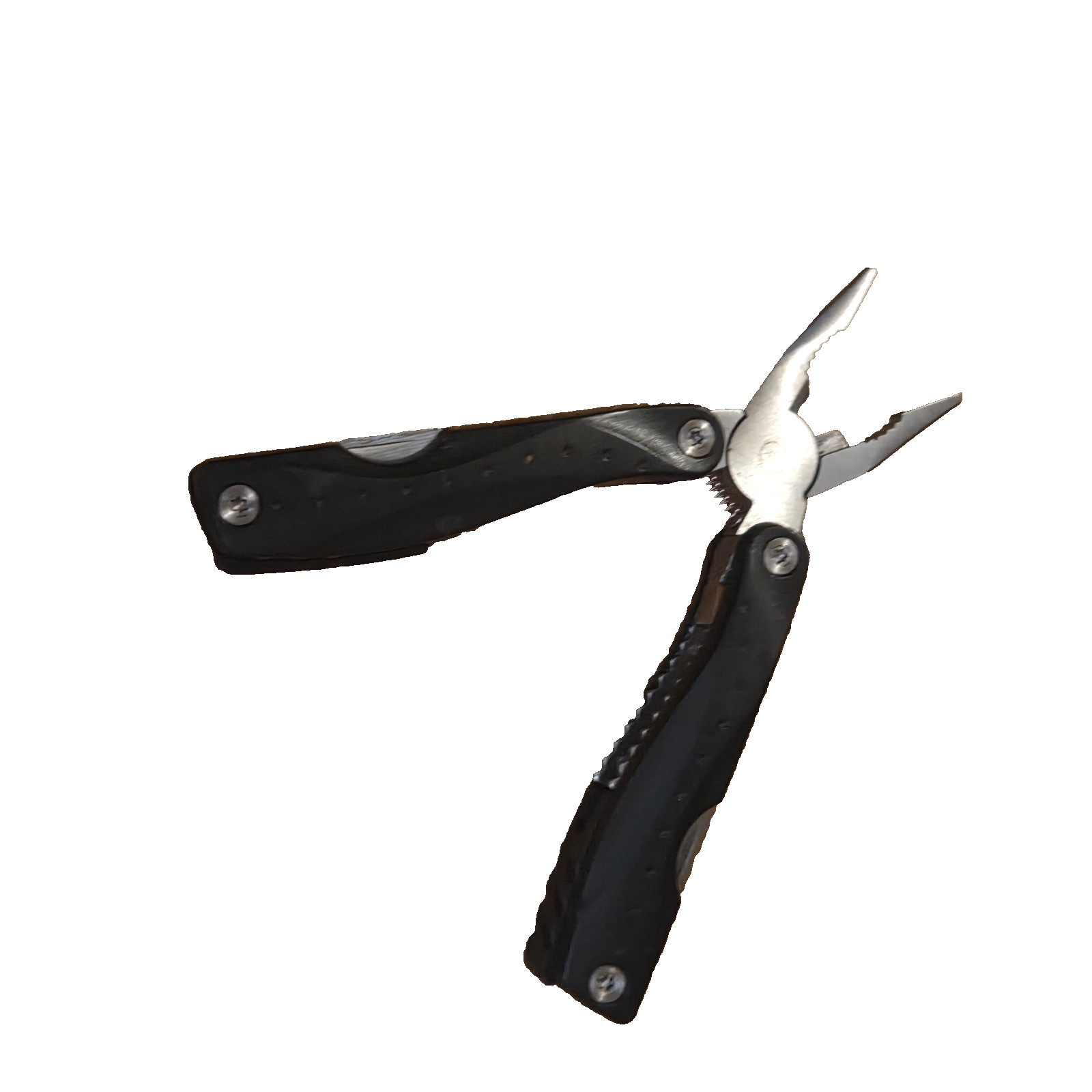 Multitool Stainless Steel Pliers W/ Black Handle And Multitool Pocketknife Black