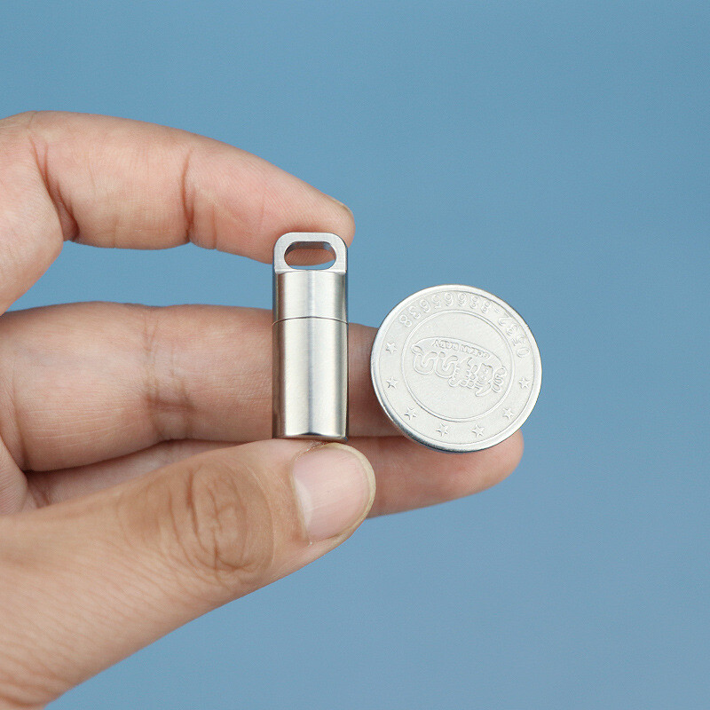 Waterproof Titanium Pill Holder Case Keychain Small Pill Box Container Organizer