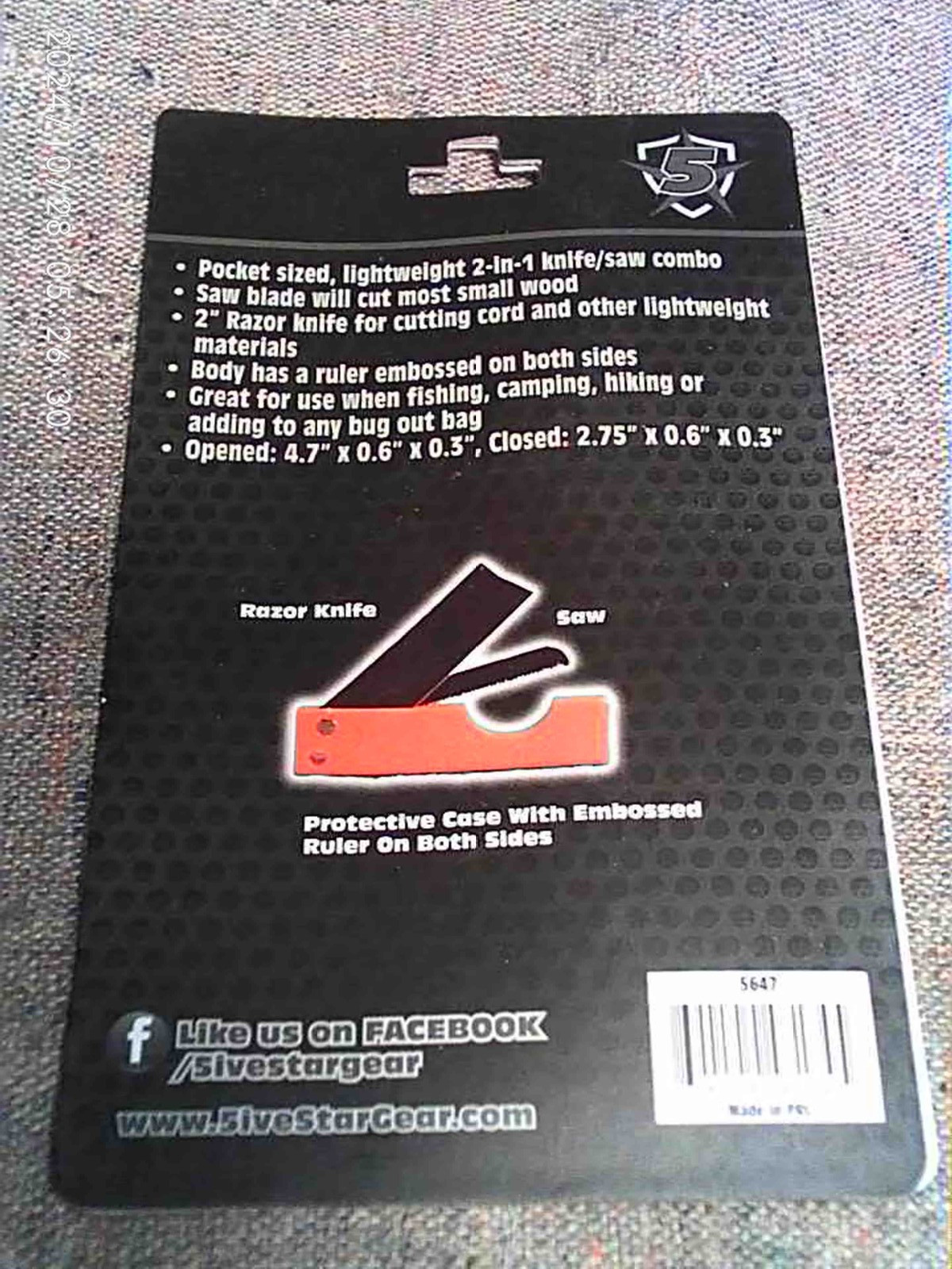 SPECIAL 2 for 1: 5IVE STAR GEAR 2-in-1 Knife/ Saw Pocket Combos Orange GREAT EDC