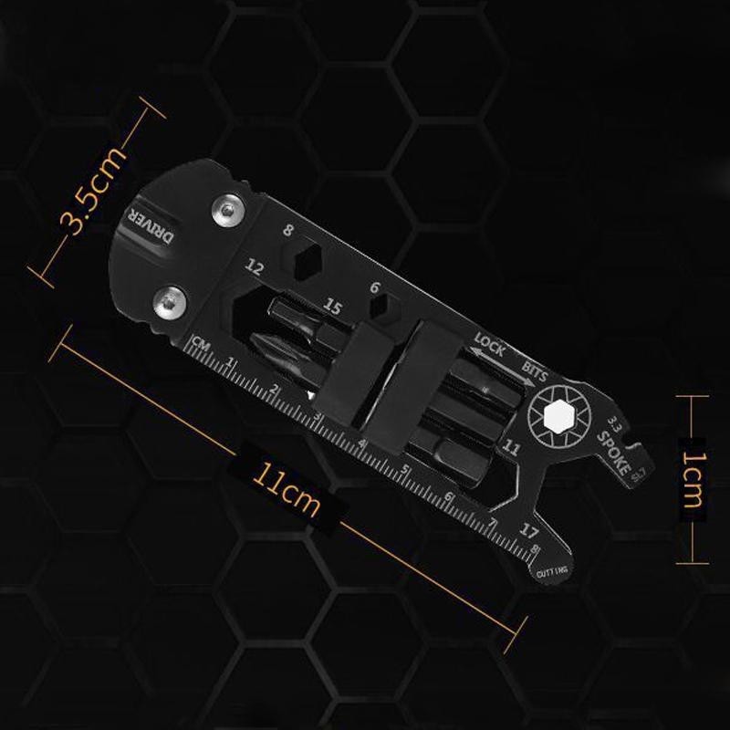 Miniherramienta de tarjeta 16 en 1, llavero multifuncional hexagonal portatil