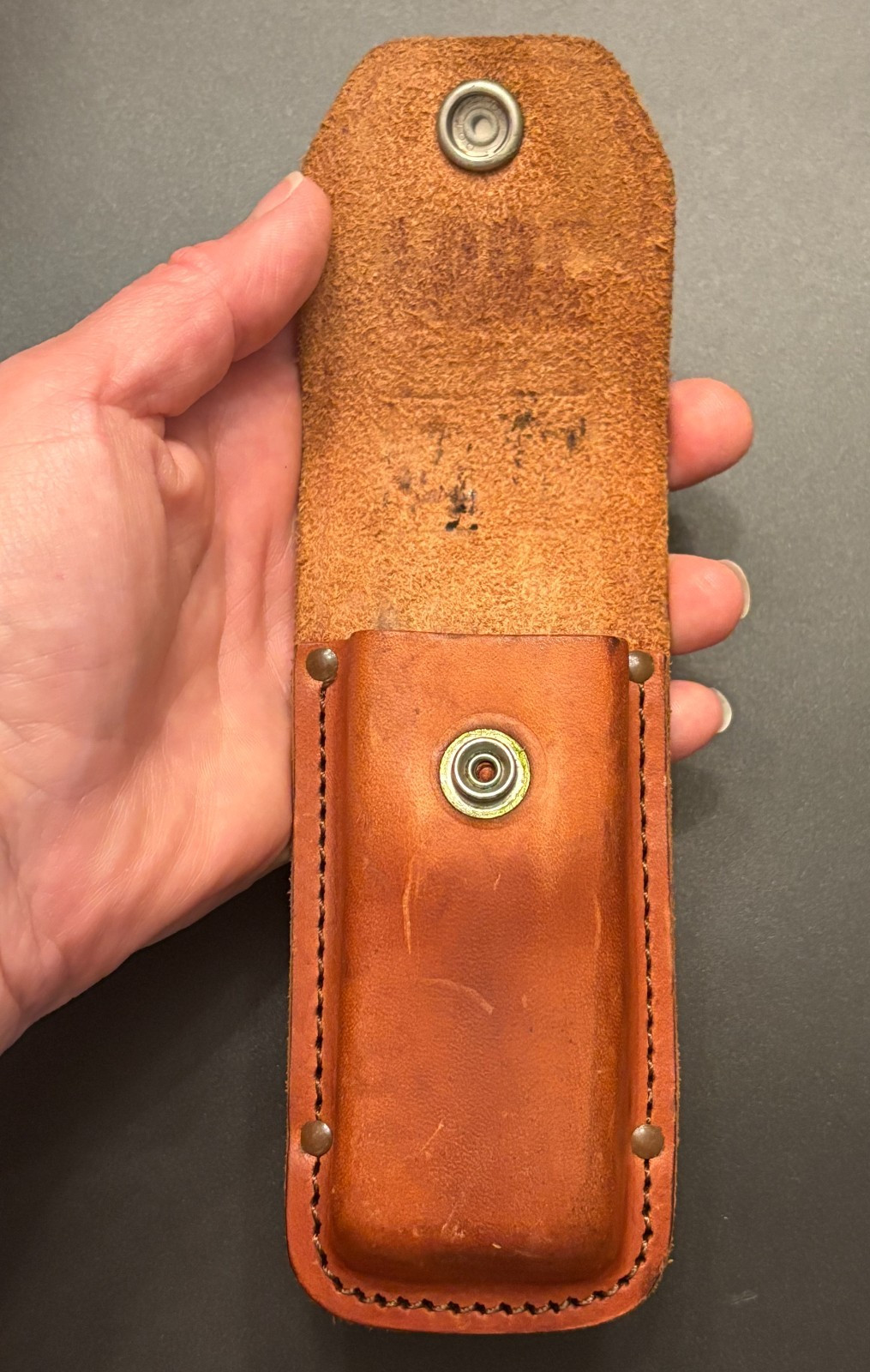 SCHRADE TOUGH Multi Tool with Original Brown Leather Case Made USA