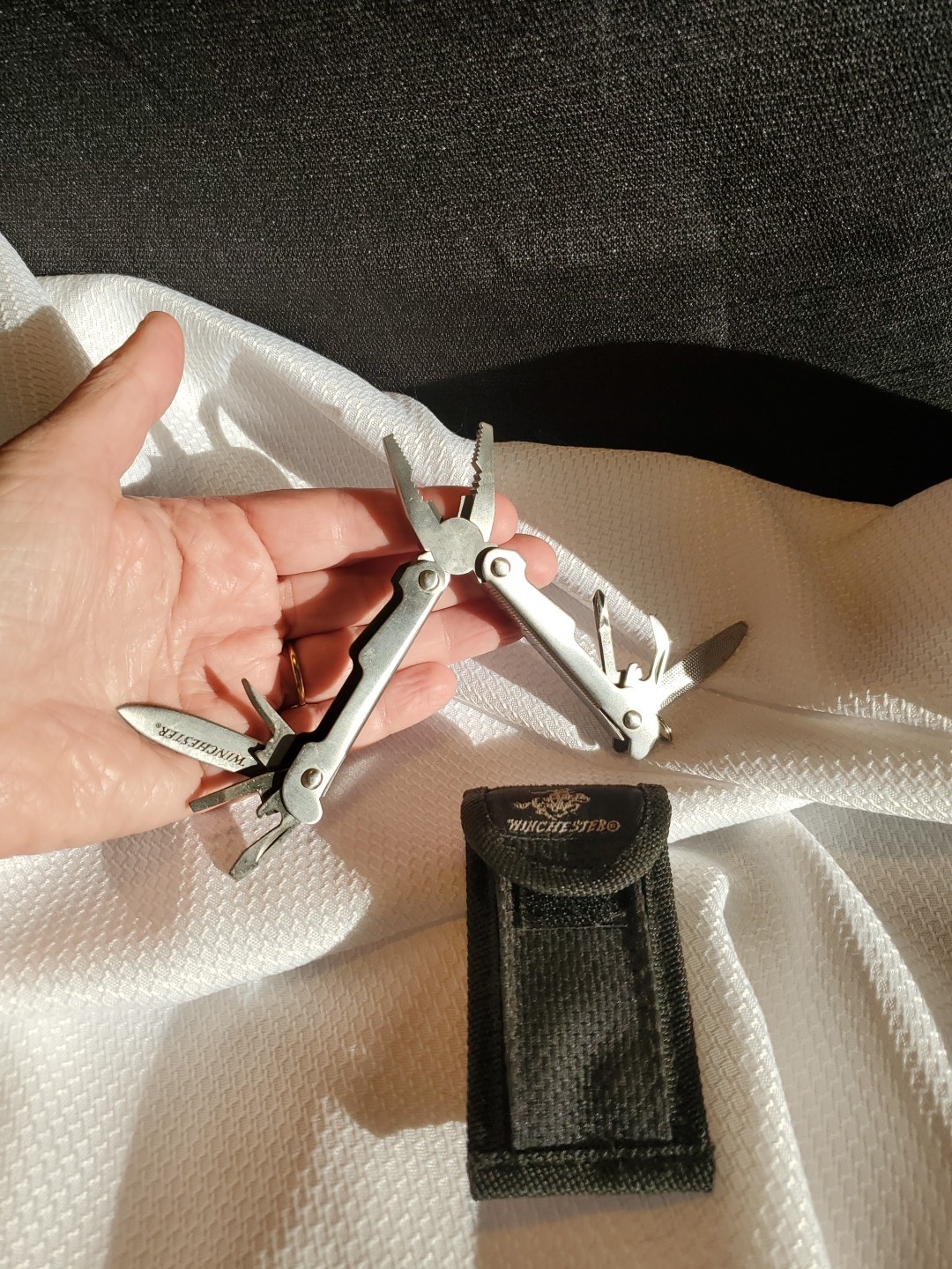 Winchester Multitool With Canvas Belt Case Knife Pliers Saw Screwdriver Punch