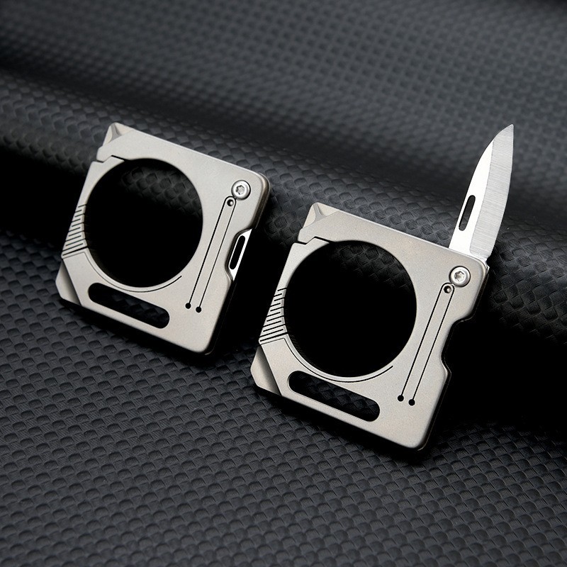 Titanium Alloy Keychain Carabiner Cutter Knife EDC Outdoor Travel Camping Tool