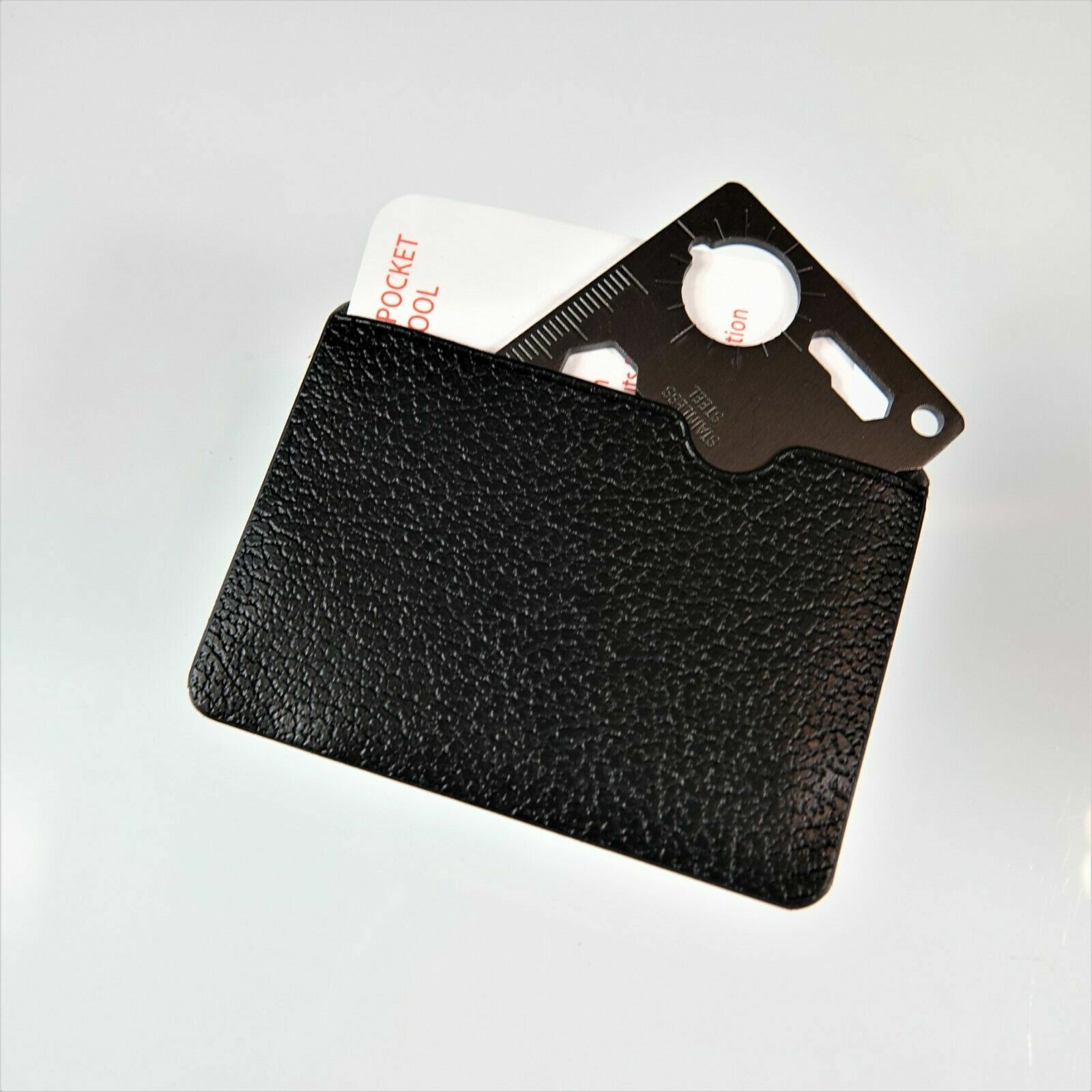 Multipurpose Pocket Survival Tool Stainless Steel Faux Leather Holder