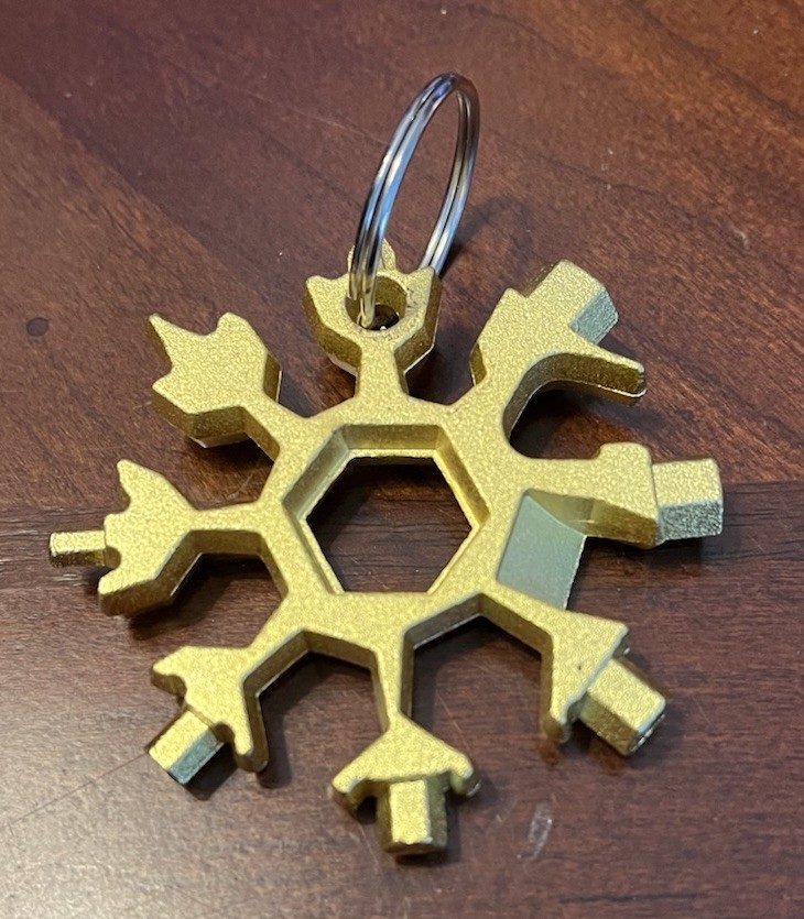 18 In 1 Snowflake Tool Multi Tool Portable Keychain Screwdriver Gold New