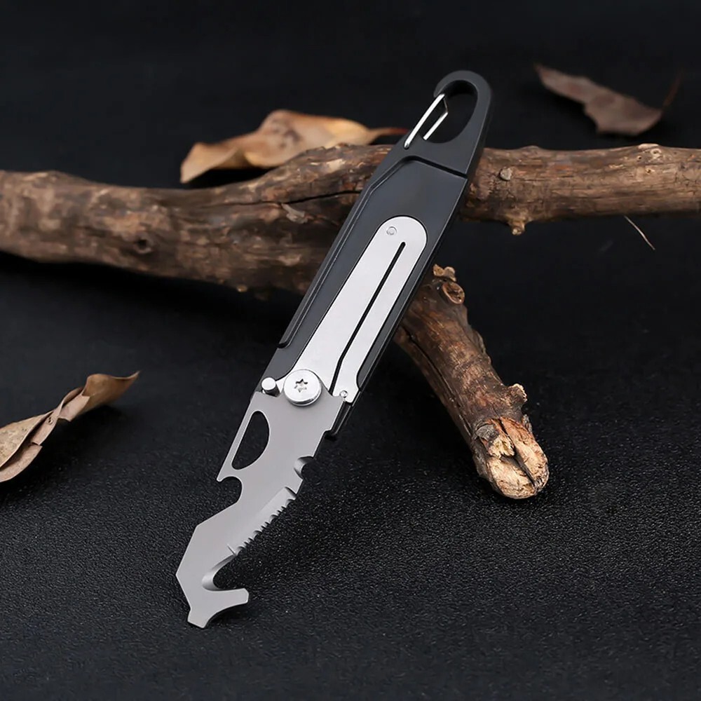 Mini Folding Steel Blade Pocket Key Tool Outdoor Survival Camping Keychain chain