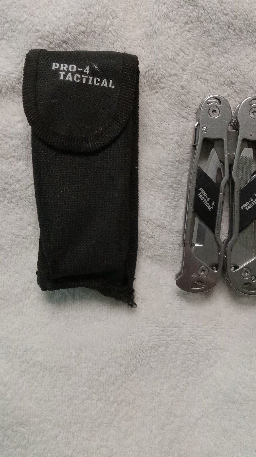 PRO-4 Tactical Multi-Tool Stainless Steel Silver Straight Edge Plier Sheath