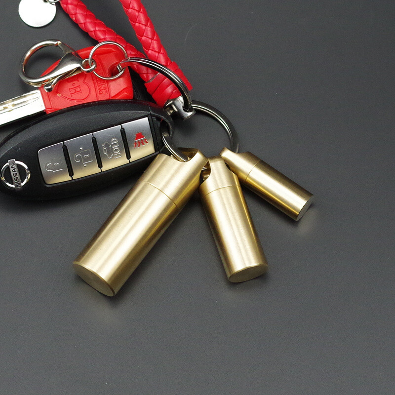 3PCS Solid Brass Pill Container Case Holder Organizer EDC Waterproof Storage Box