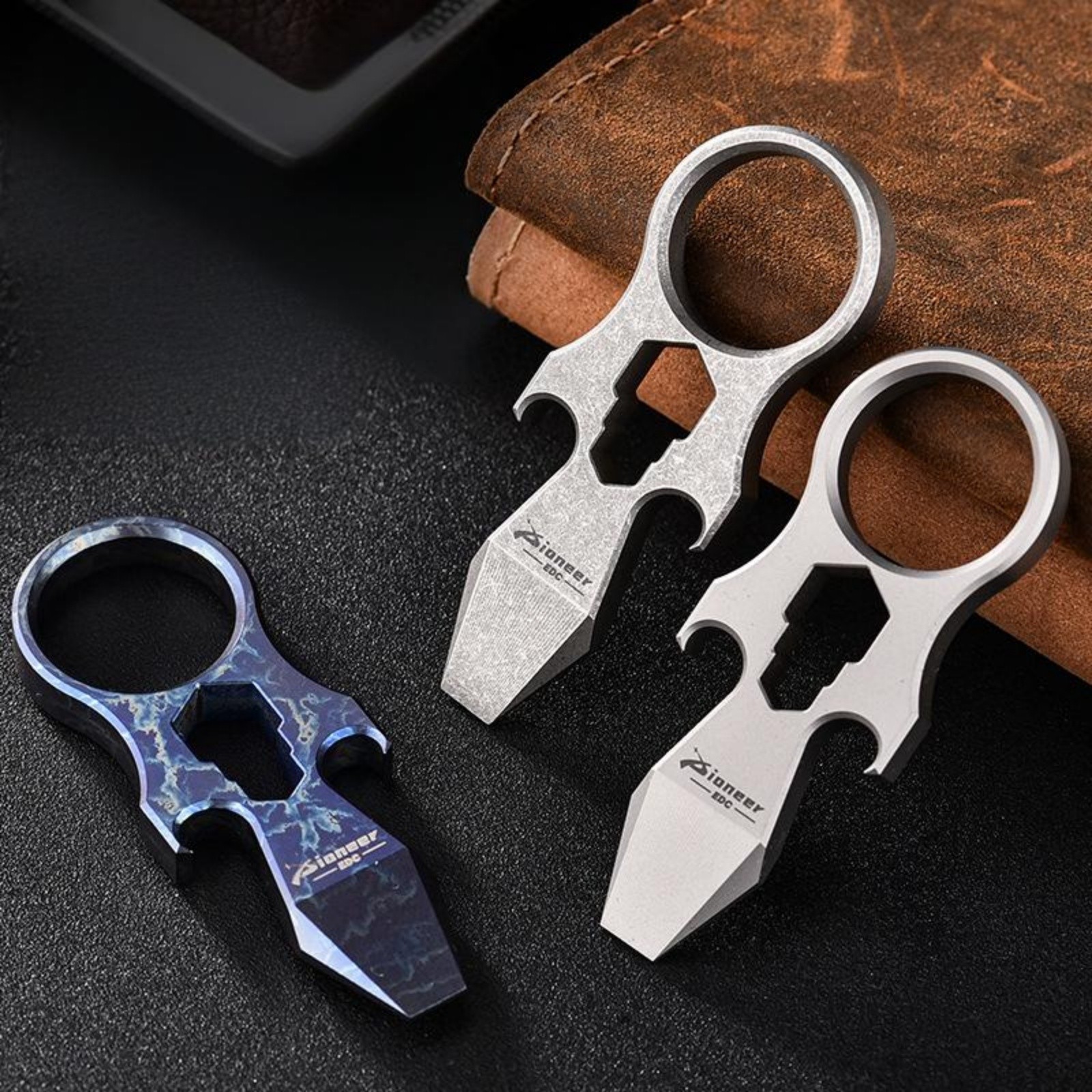 Titanium Alloy EDC Pry Bar Keychain Bottle Opener Wrench Outdoor Survival Tool