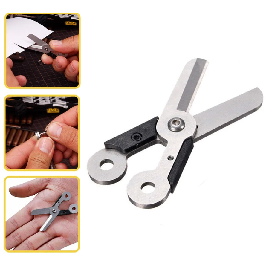 1x Gear Mini Scissor Spring Load Detachable Pocket Keychain Multi Tool Survival