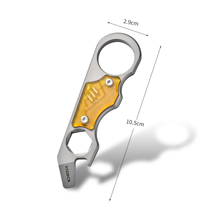 Titanium PEI Bottle Opener Pry Bar Crowbar Wrench EDC Pocket Multi Tool Keychain