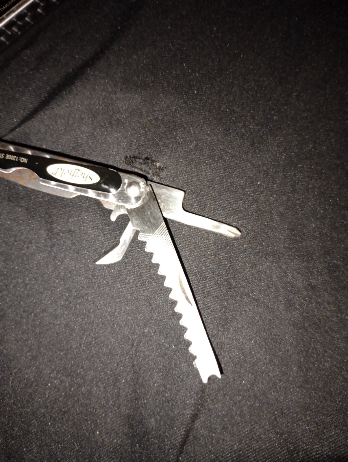 SHEFFIELD #1200E STAINLESS STEEL FOLDING PLIERS & MULTI TOOL KNIFE SAW Black