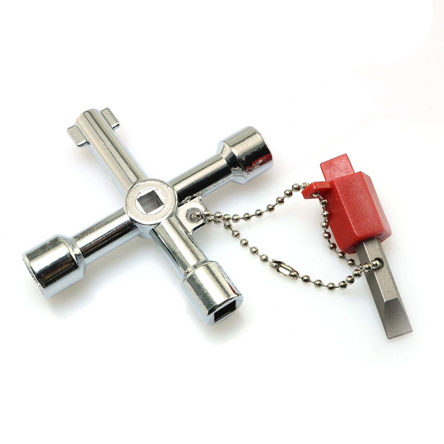 4-Way Cross Key Universal Triangle Wrench Zinc Alloy Plumbers Electric