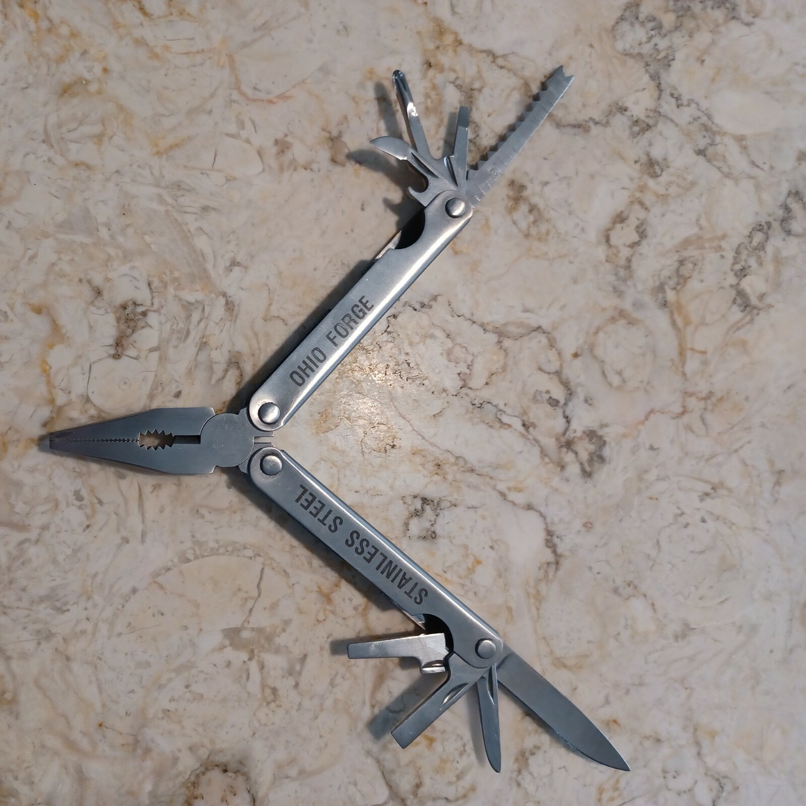 Stainless Steel Ohio Forge Multi Tool Pocket Knife w/ Pliers etc and Carry Case