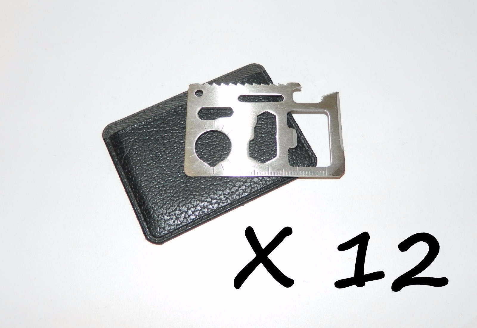 12 X Outdoor Emergency Survival Compact Thin Strong Multi Tool Card With Case