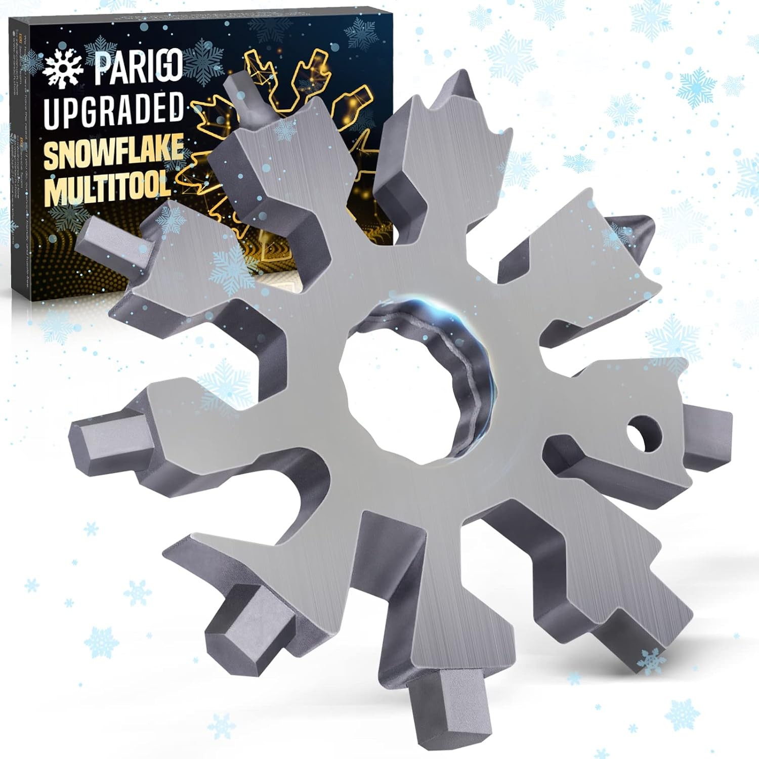 Parigo Upgraded Snowflake 20-in1 Multi Tool – Pocket Size Screwdriver Wrench 13z
