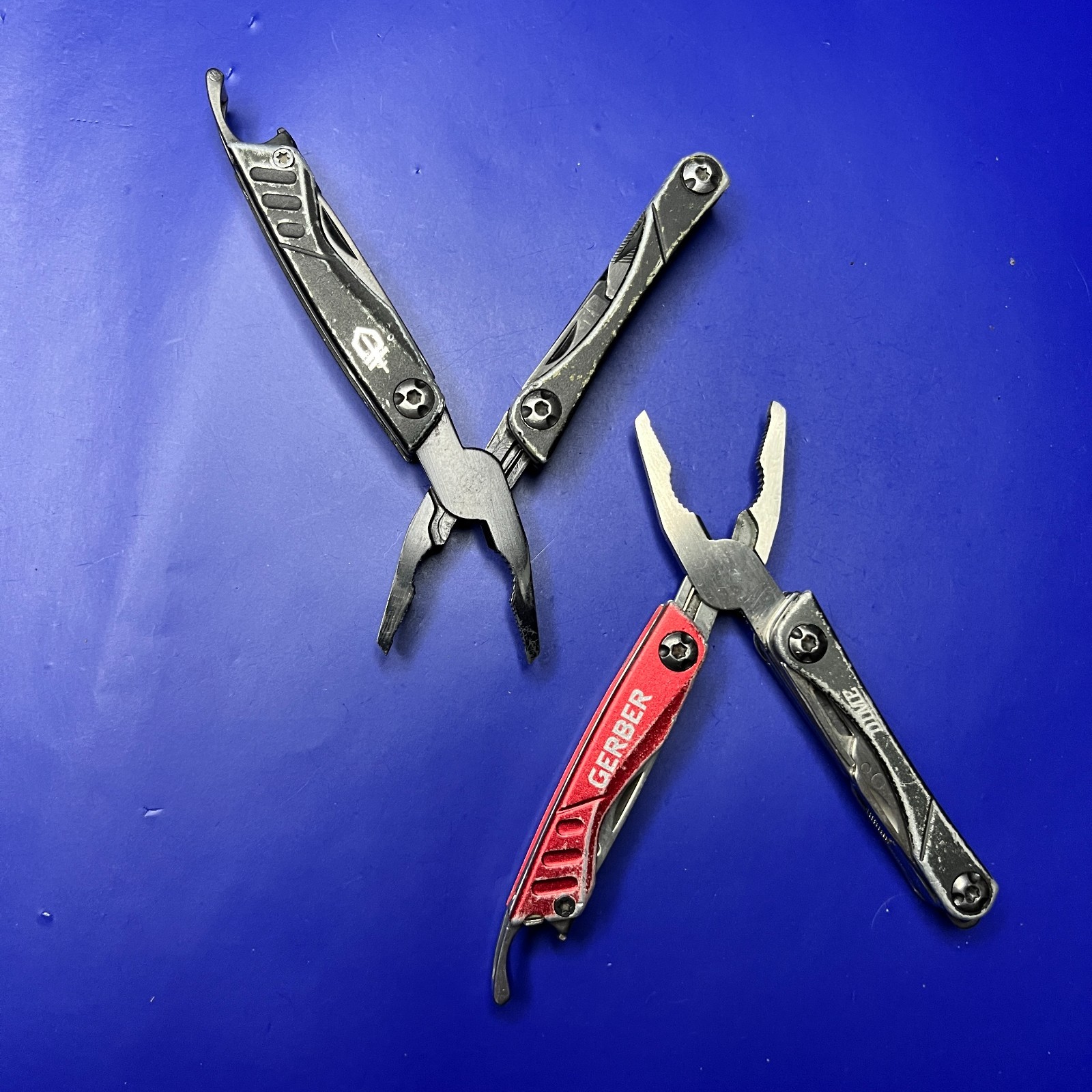 Lot of 2 Gerber Dime Multi-Tools Small Keychain Pliers Knife File Scissors