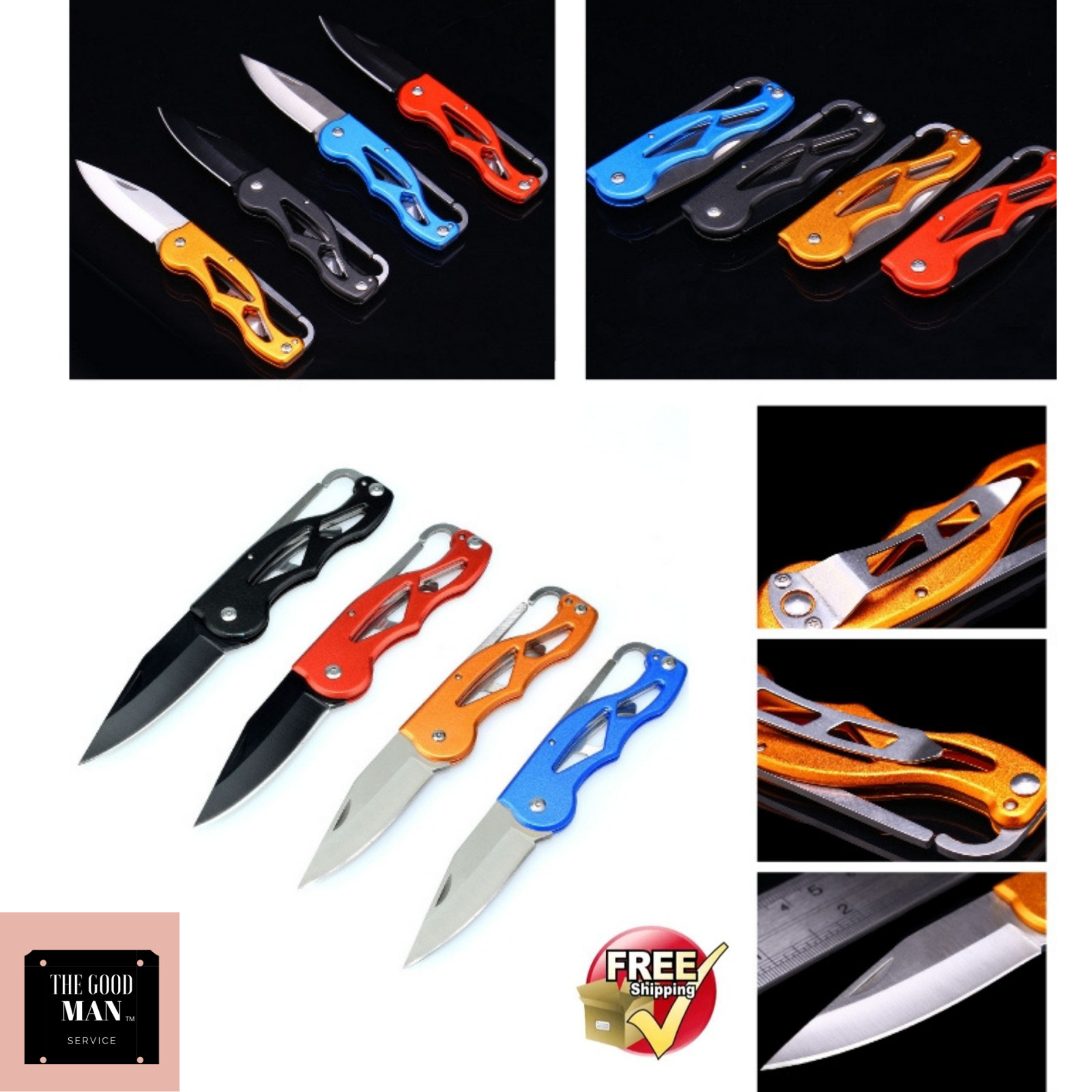 Folding Knife Key Chain Black BladeTactical Portable Pocket Hunting Survival NEW