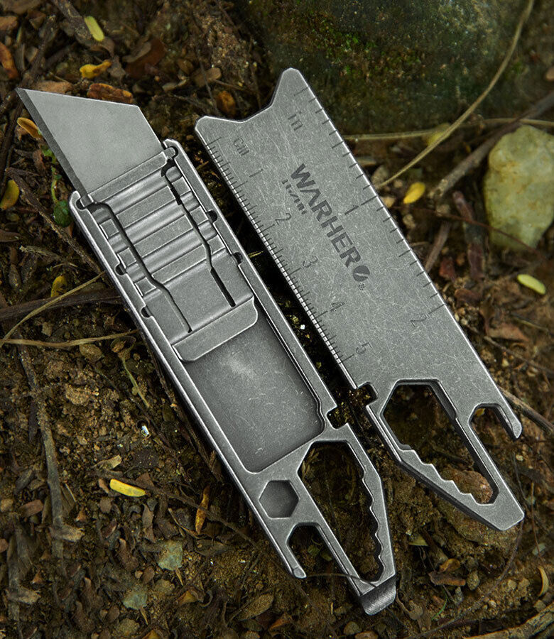 Titanium Utility Knife Opener Crowbar wrench Outdoor Tactical EDC Tool Keychain