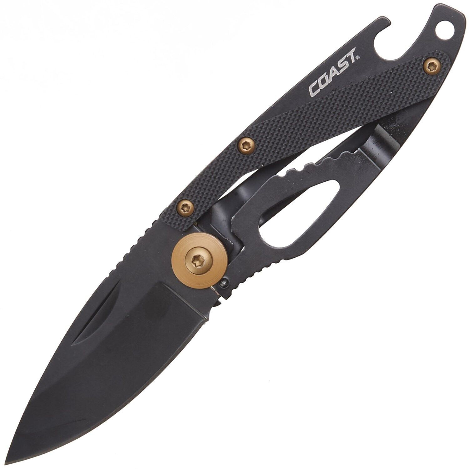 COAST FX220 Stainless Steel 2″ Blade Pocket Knife w/ Money Clip & Bottle Opener