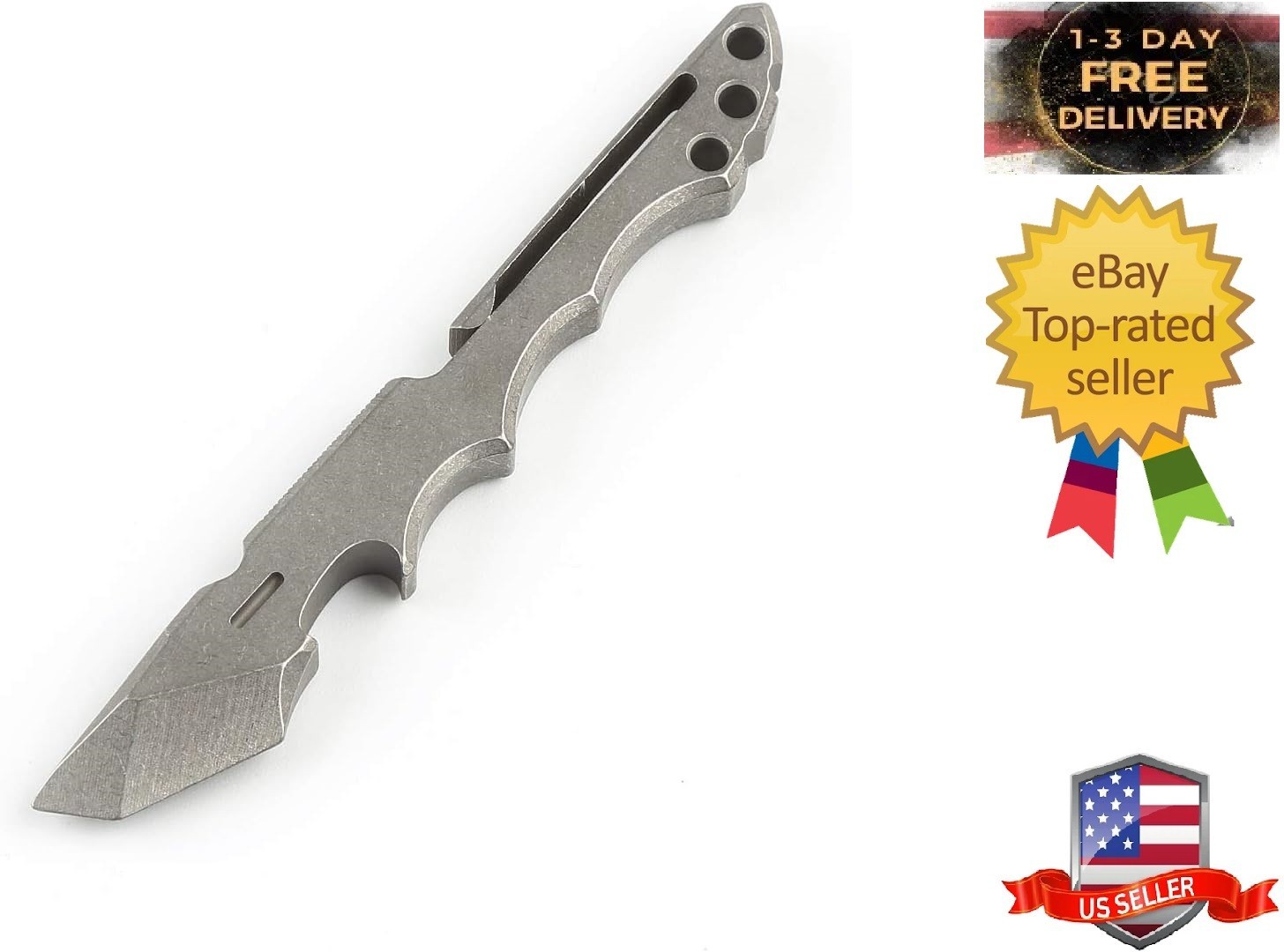 Titanium Pry Bar EDC Multi Tool with Bottle Opener Box Opener Clip Function (…