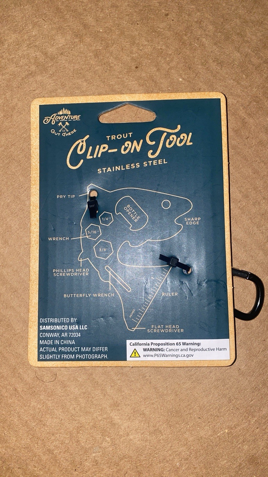 Samsonico Fish Clip-On Tool with Carabiner (Bottle Opener, Screw Driver + More)