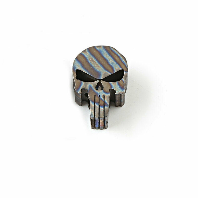 EDC Titanium Alloy Skull Folding Knife Lanyard Bead Tool Umbrella Rope Pendant