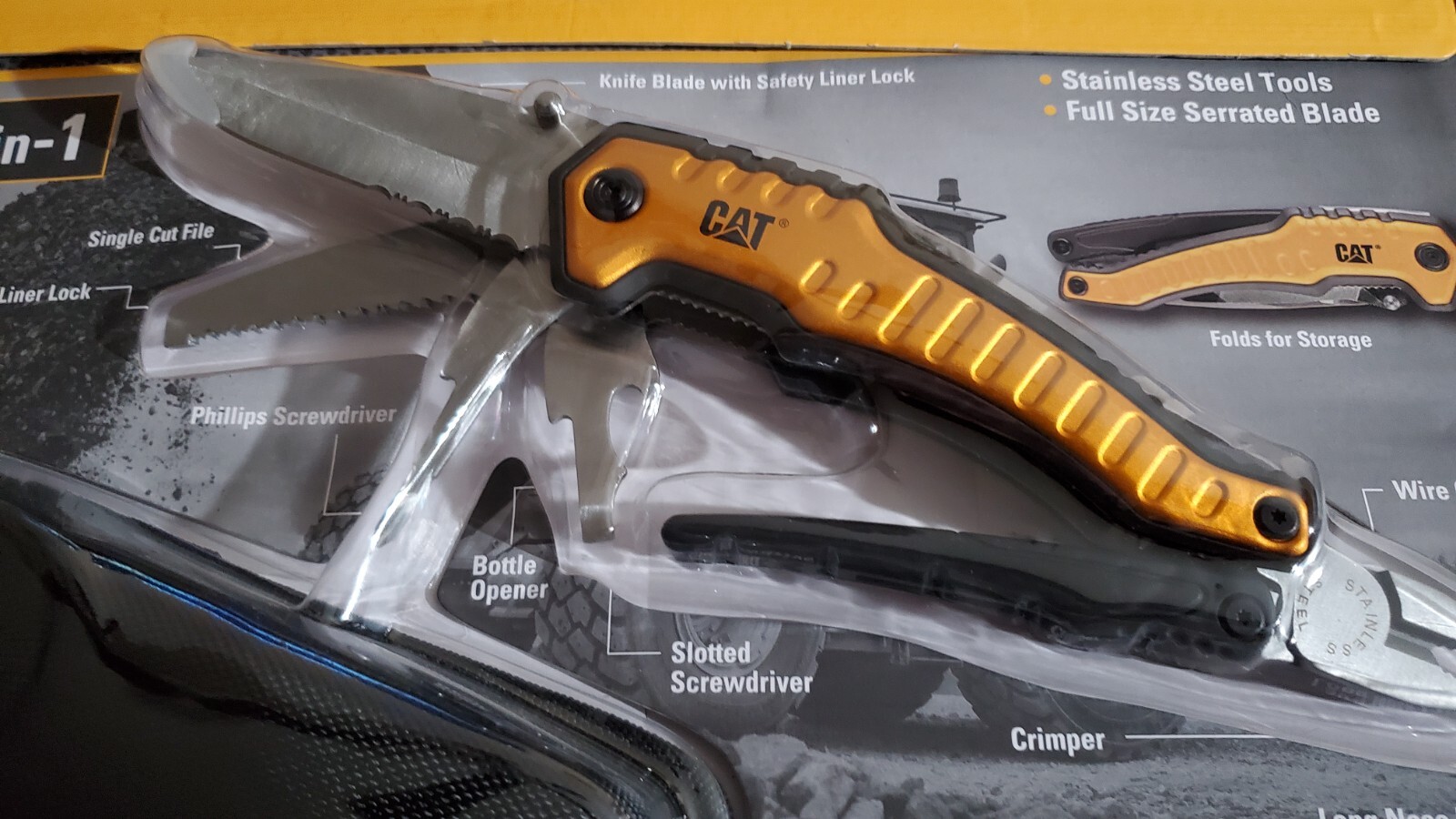 NIB & SEALED – (2) CAT XL 9- in-1 Multi-Tool Set Knife Pliers Saw Screwdrivers