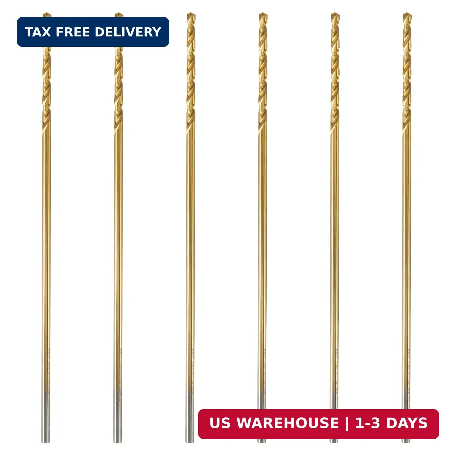 1/8″ x 6″ Extra Long Drill Bit 6 Pack Titanium Aircraft HSS Wood Metal