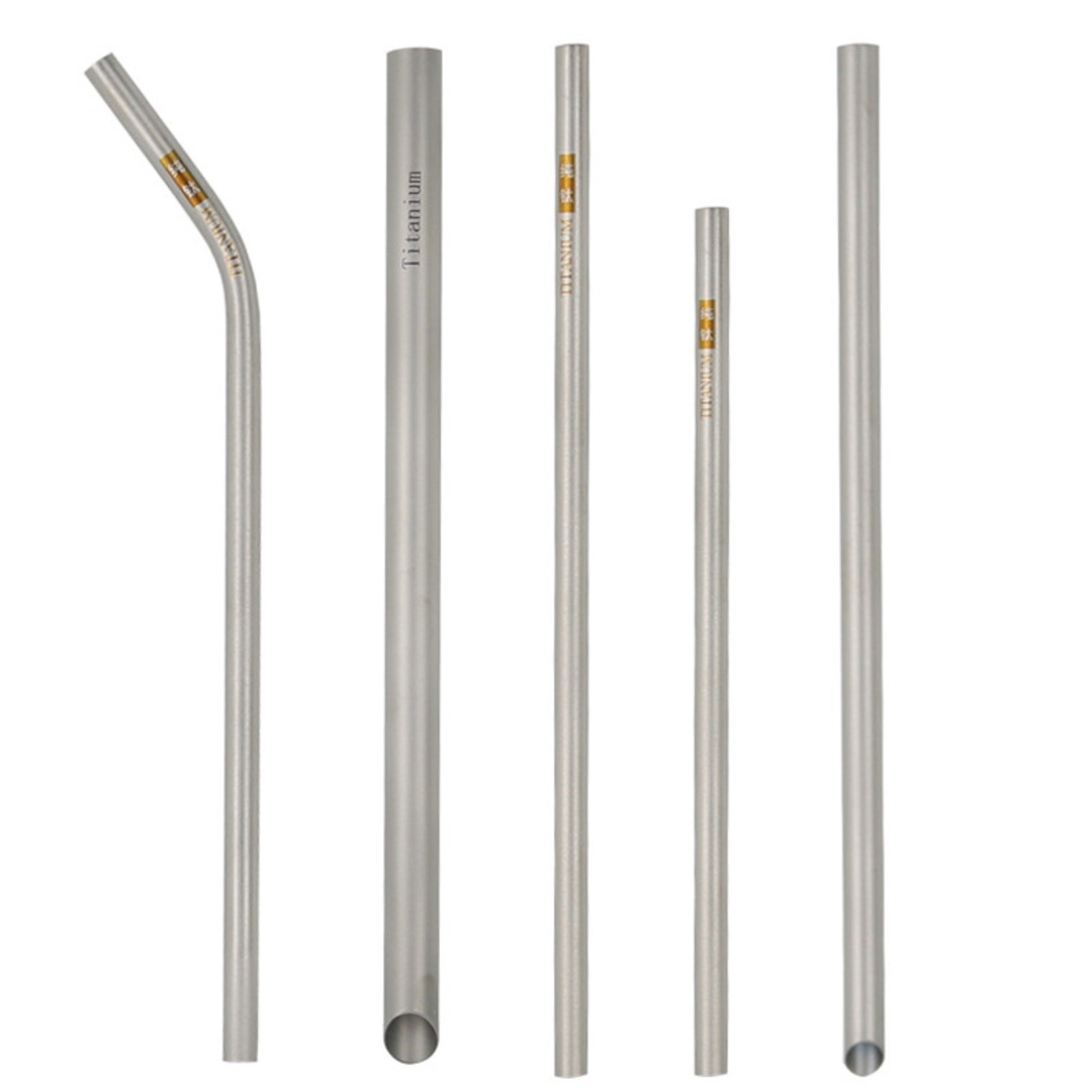 Titanium Alloy Drinking Straw +Cleaning Brush Portable Outdoor Tableware EDC Too