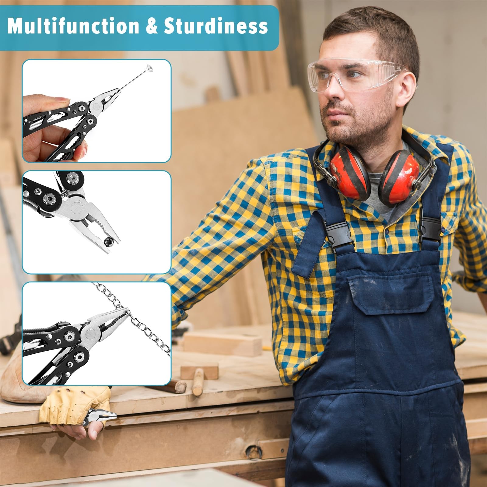 Multi-Function Pliers Small, 13 in 1 Mini Multi-Tool with Pliers, Multi-Function Sto…