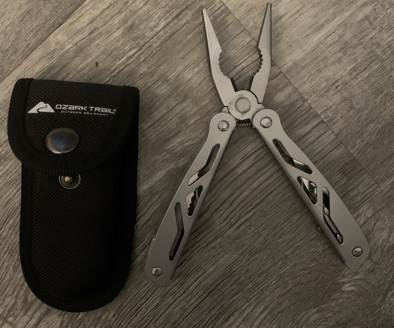 Ozark Trail Multi-Tool with Sheath Silver 12-in-1, Pliers, Wire Cutter, Knife