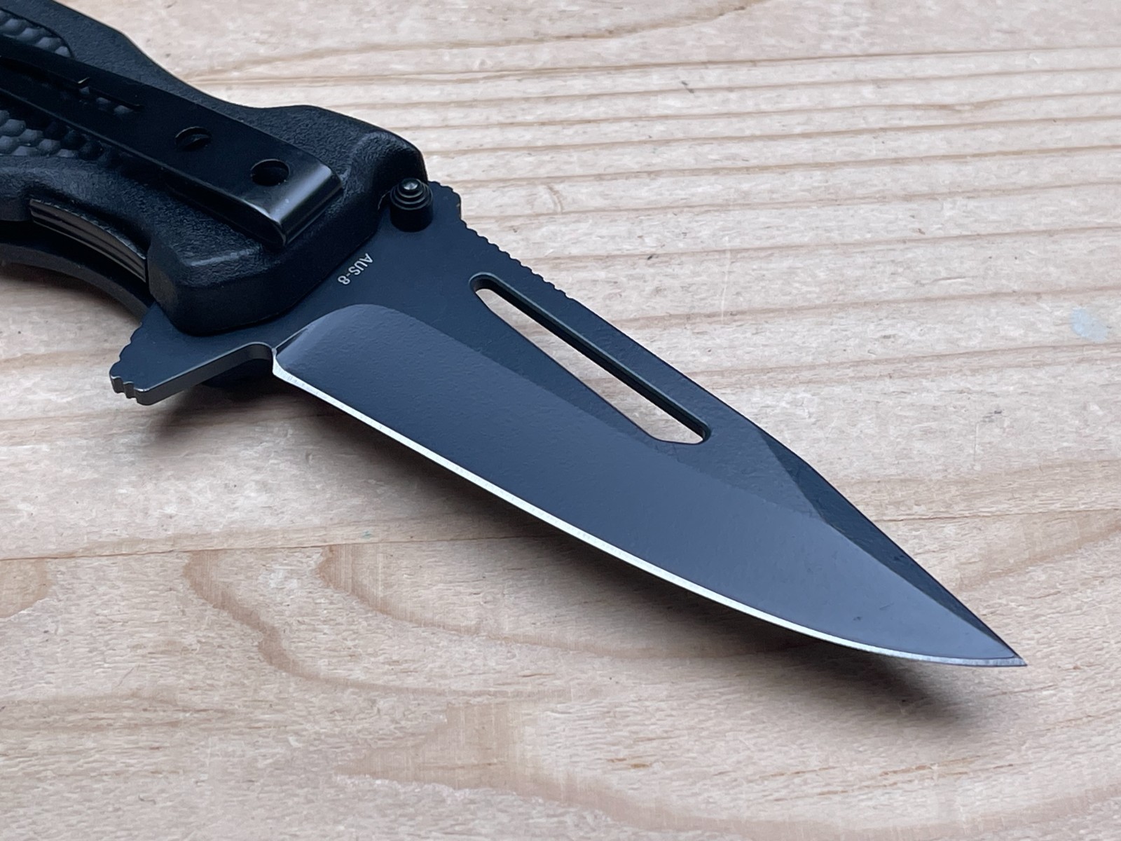 Camillus Jared Ogden Titanium NS-8B Plain Edge AUS-8 Black GFN Folding Knife