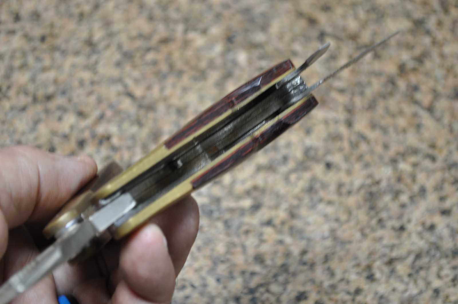 HUSKY Multi-Tool Brass Wood vintage see pictures for more info on content / cond