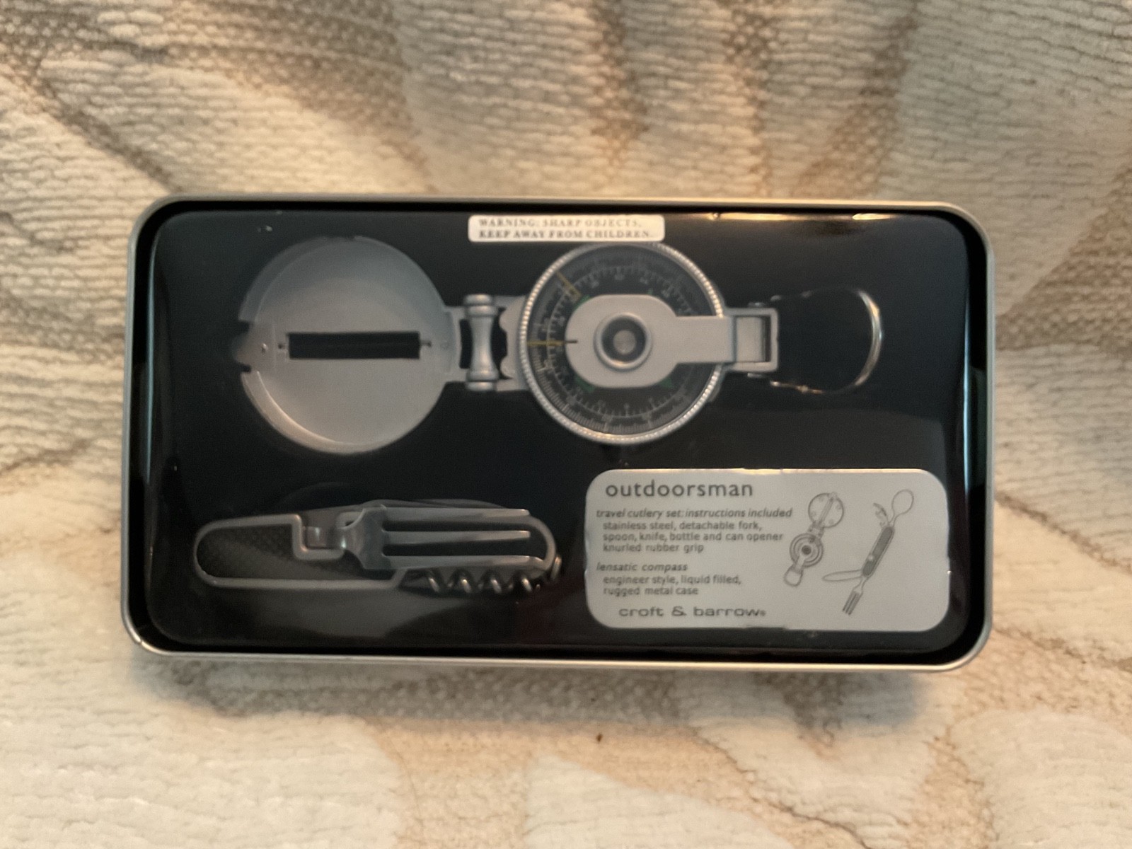 Lot o 2 Croft & Barrow Outdoorsman Compass & Travel Cutlery Multi-Tool Tins
