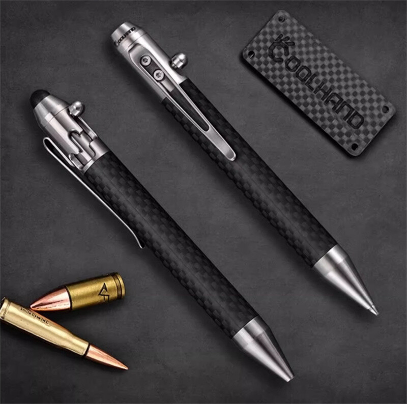 EDC Bolt Pen Pocket Tool Carbon Fiber Pen +13 Refills Outdoor Multi Tools