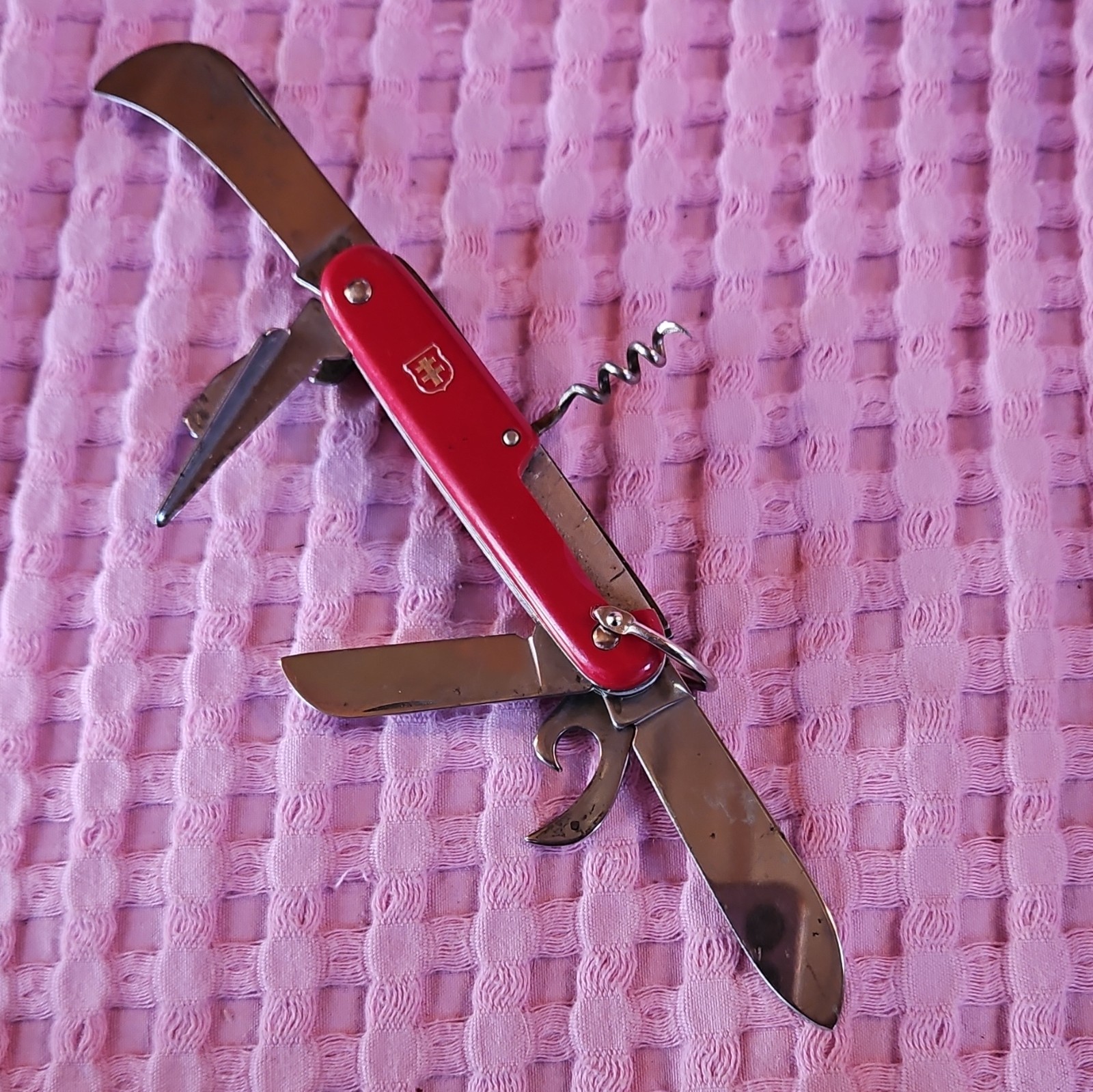 Colonial Mountain Guide Red Multi-Tool Knife High Carbon Steel 6 Tools