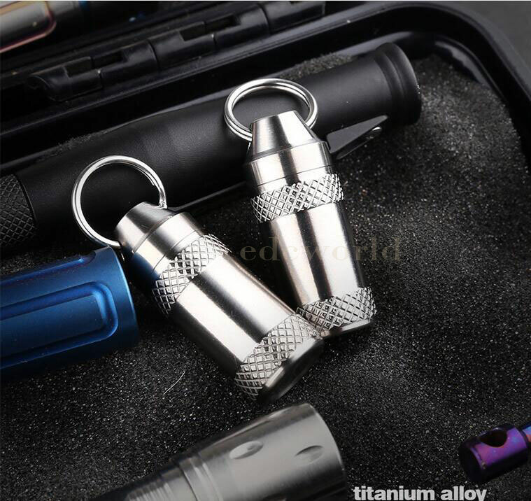 TC4 Titanium Portable Keychain Waterproof Case Sealed Container Pendant EDC Tool