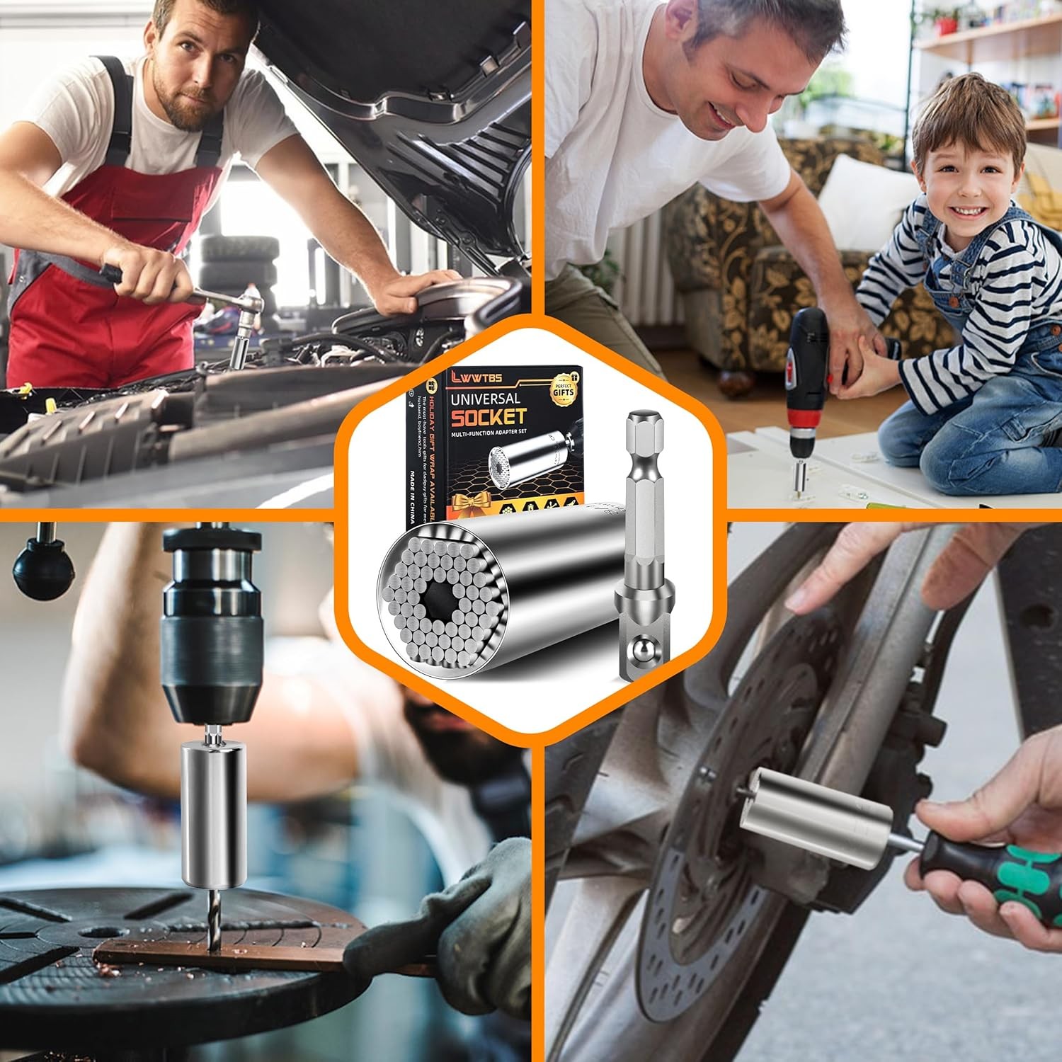 Universal Socket Wrench Adapter Set Multi Function Grip Tool Kit Gift for Men