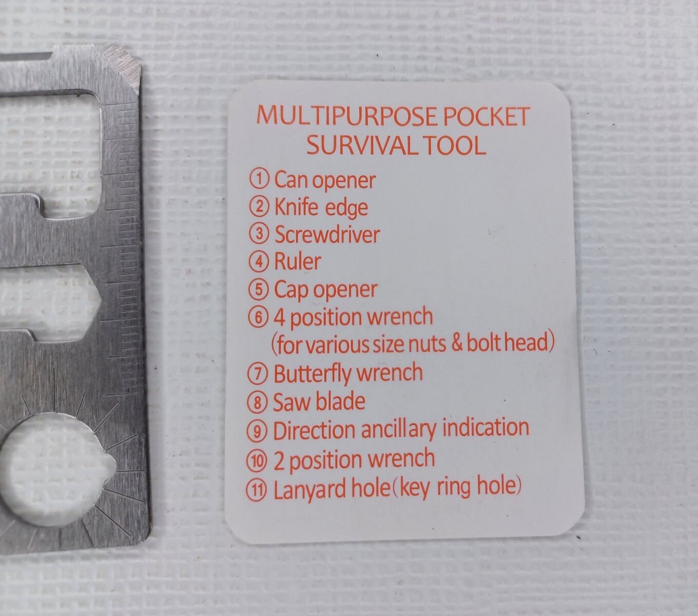 Vintage Multipurpose Pocket Survival Tool Flat Stainless Steel