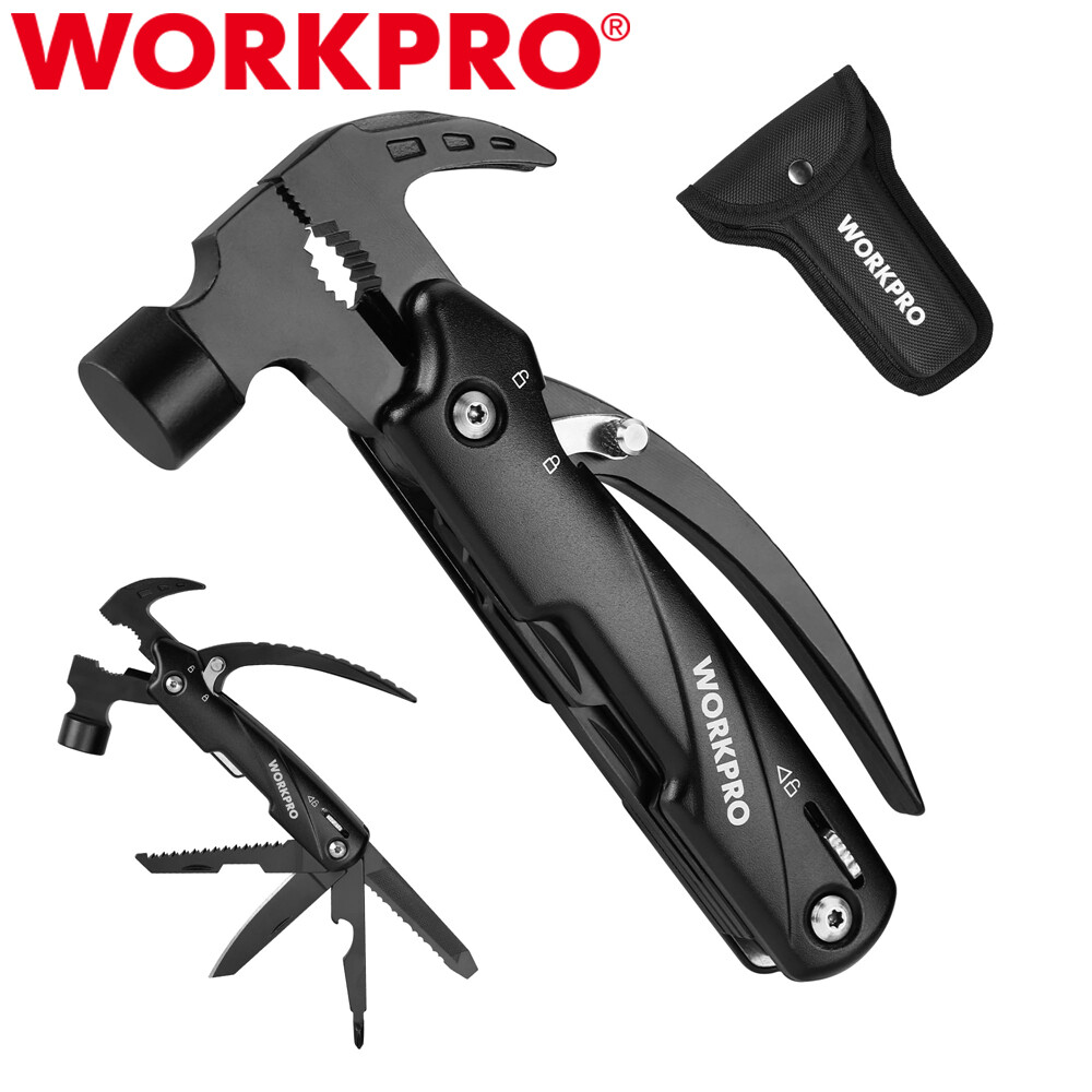 WORKPRO 12 in 1 Multitool Camping Tool w/Mini Hammer-EDC Gear Multi Tools Hammer