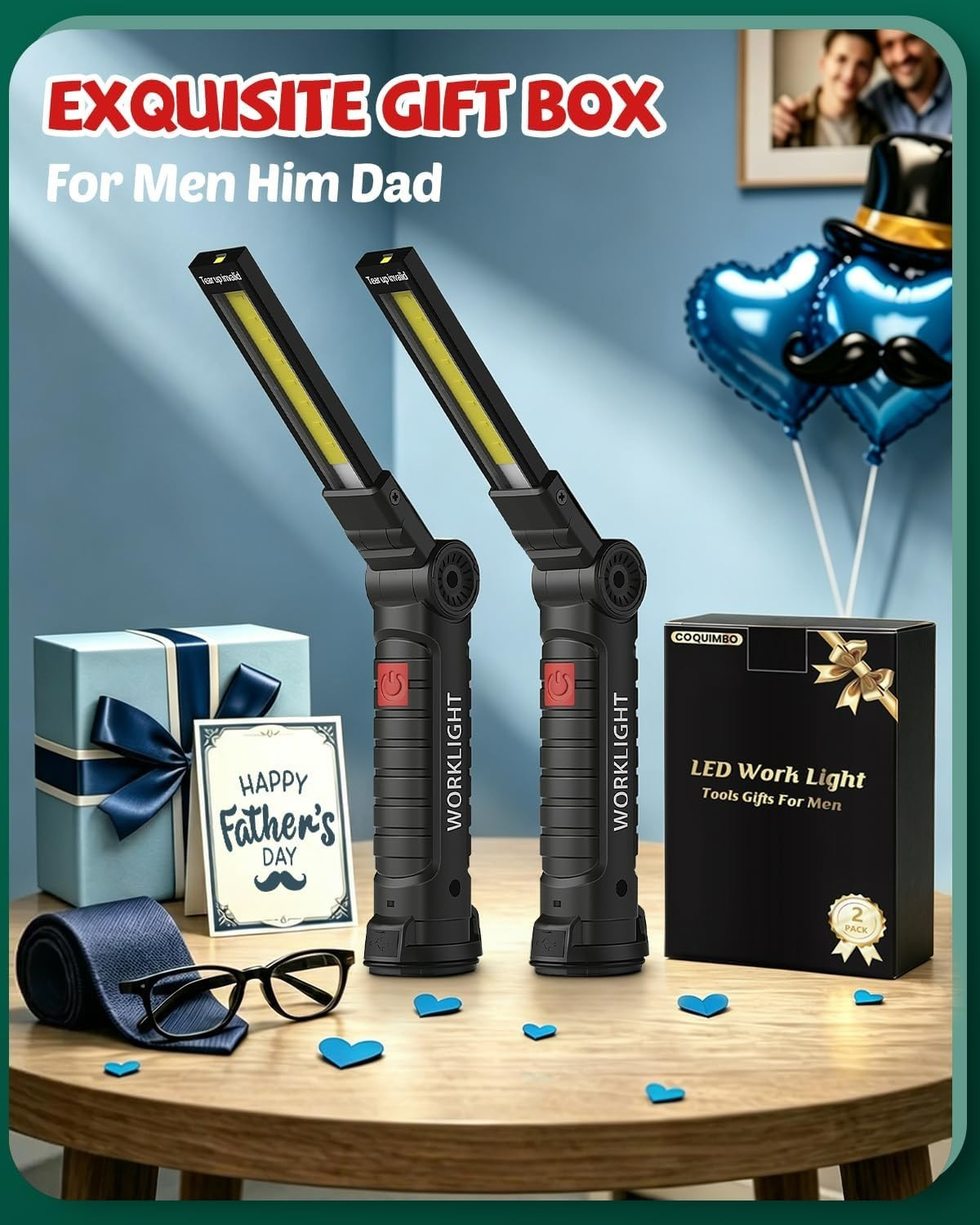 Tool Fathers Day Dad Gifts for Men Him Husband, Rechargeable LED Work Light B…