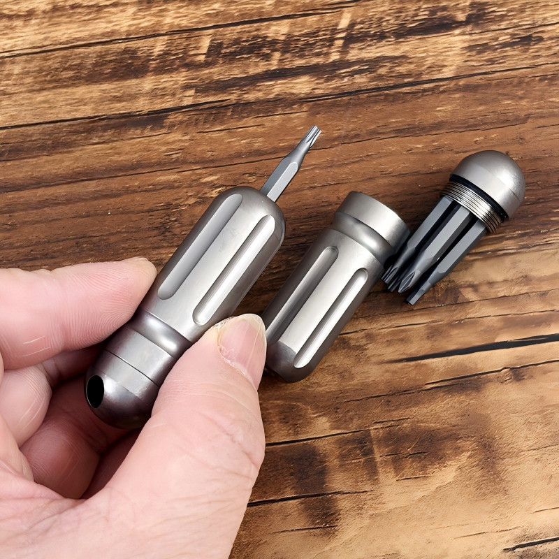 Screwdriver Bit Set with Waterproof Titanium Organizer Holder Magnetic EDC Tools