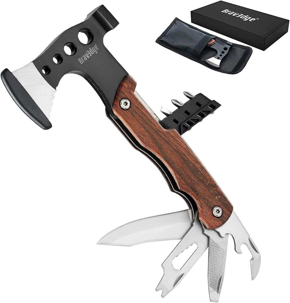 Bravedge BRD-001 Multitool Axe Tool, A Go-Bag MUST, Knife-Opener-Screwdriver Kit