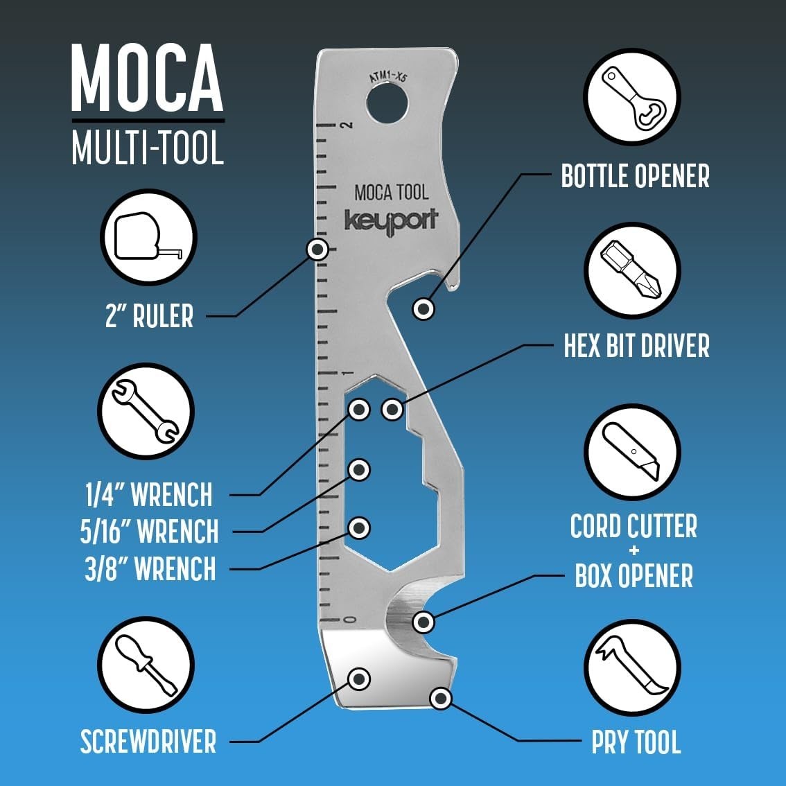 Stainless Steel Keychain Multitool 10-in-1 Compact Travel EDC Gear