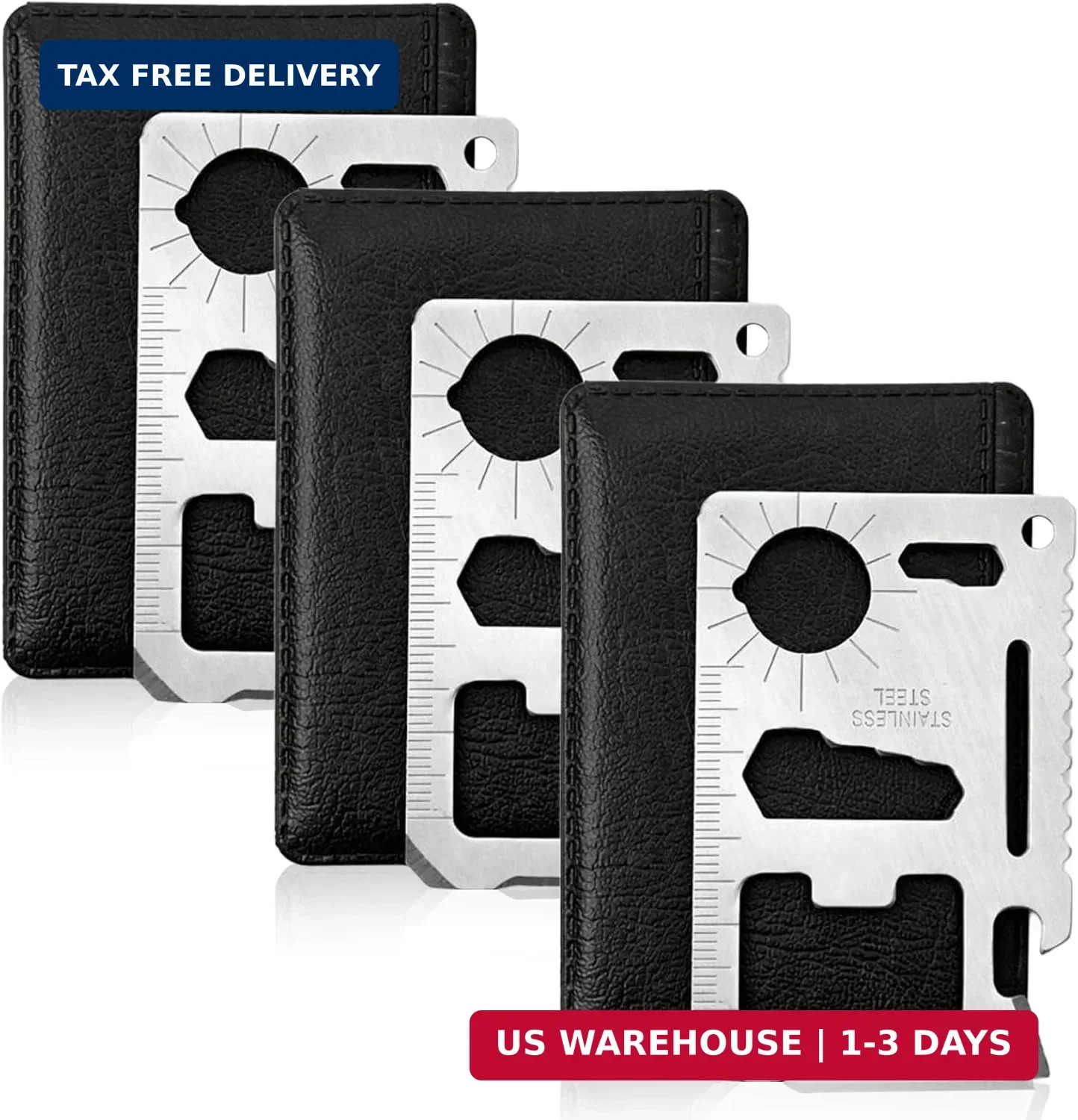 3 PCS 11-in-1 Stainless Steel Survival Card Multitool EDC Pocket Bottle Opener
