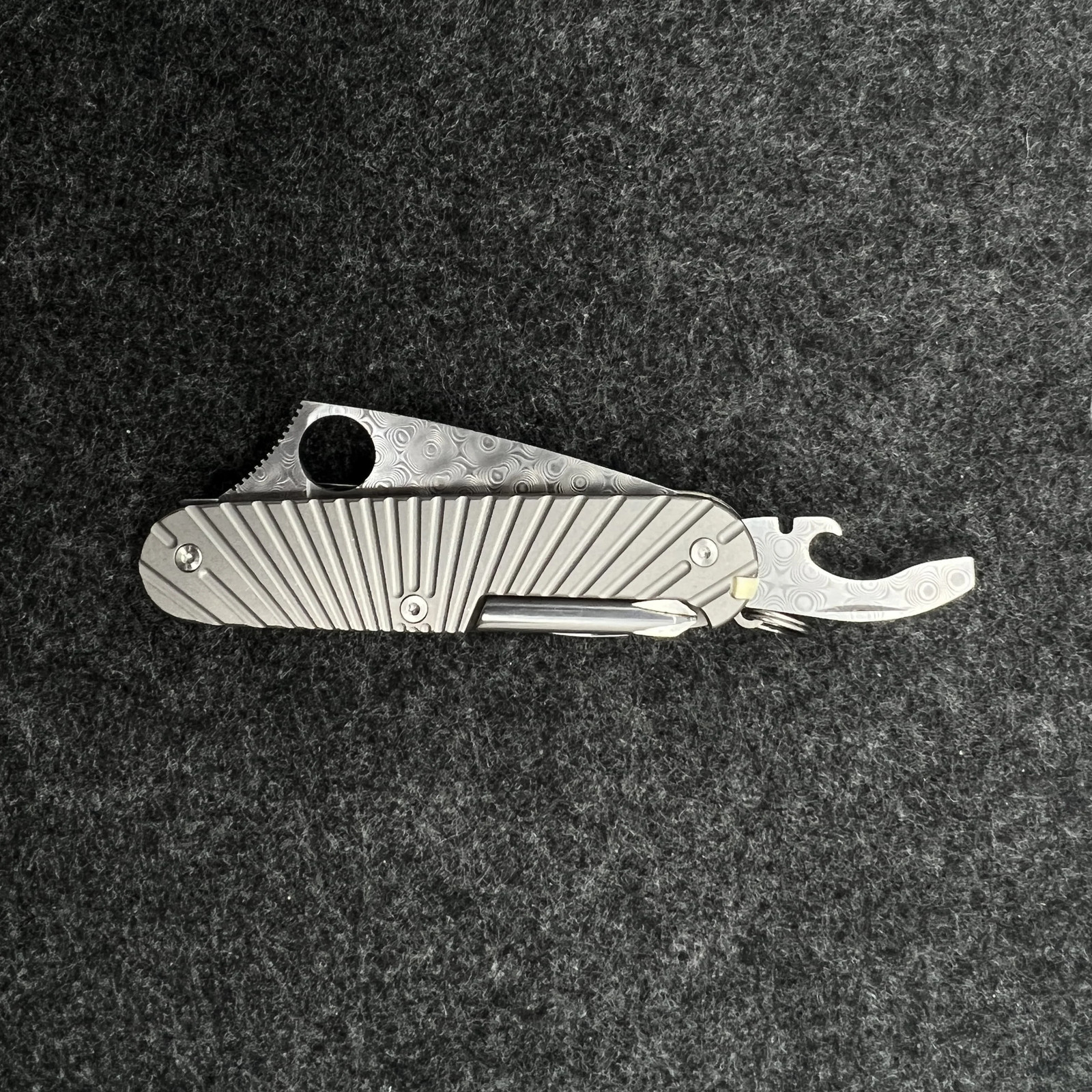 Damascus Steel Bottle Opener With 4mm Screwdriver For 91mm Victorinox SAK MOD