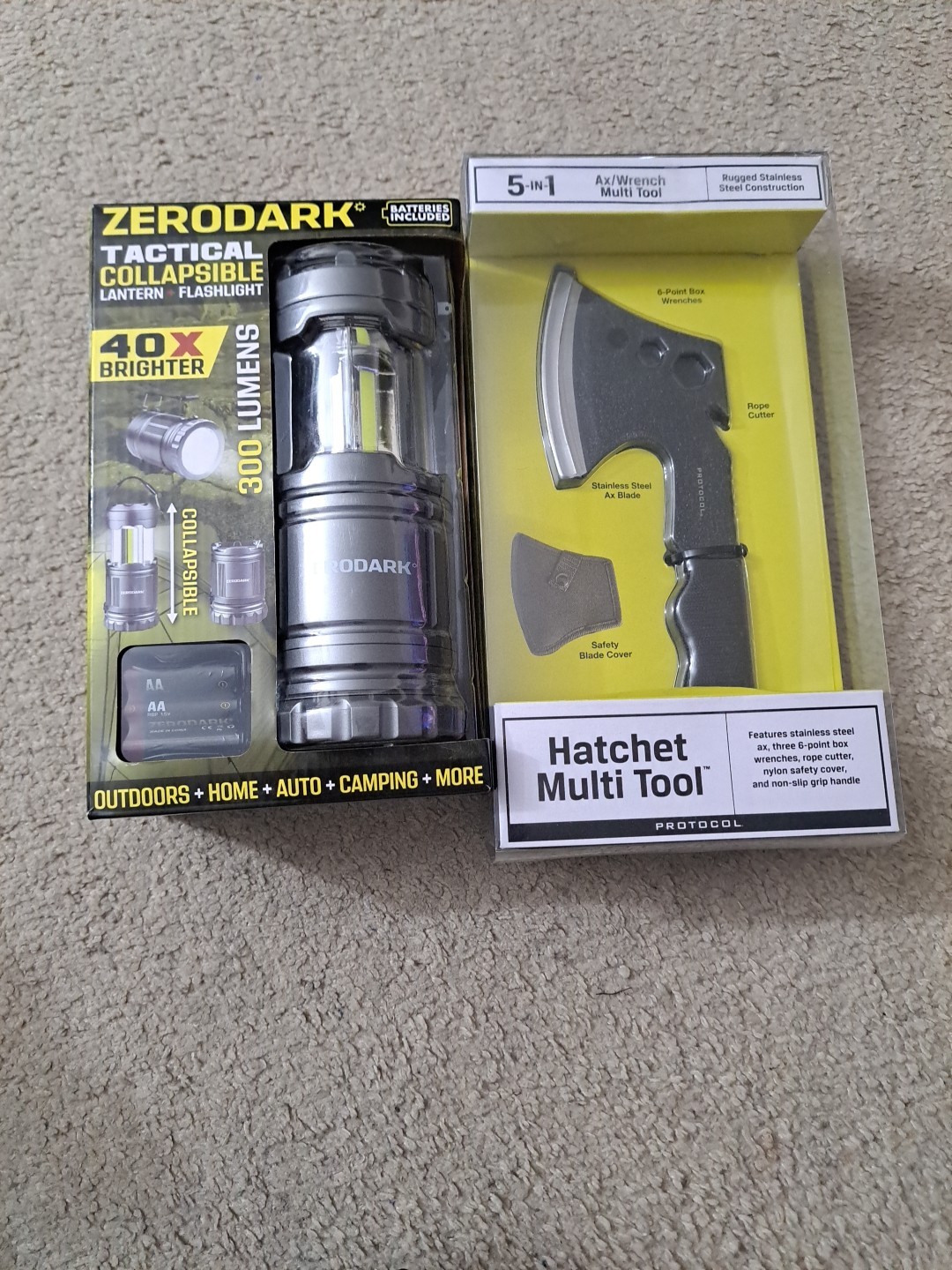 Pair Of Zero dark Lantern, Hatchet Multi Tool. Brand New.